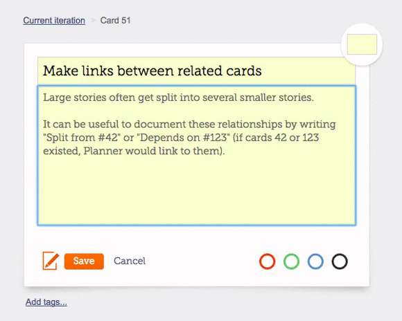 Screenshot showing how to make link between two cards