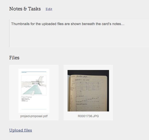 Thumbnails of each file are shown on the card's page