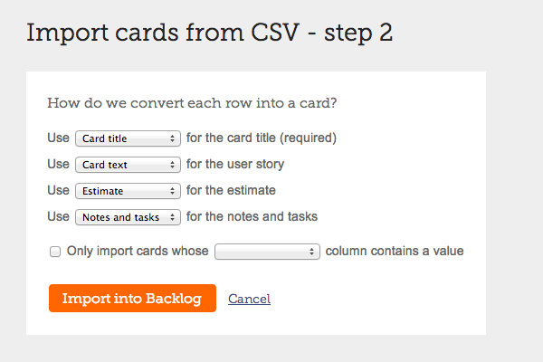 Choose which columns to use for your card